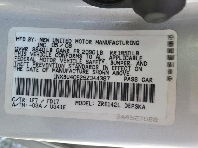 1NXBU40E29Z044387 - 2009 TOYOTA COROLLA BASE Gümüş foto 13