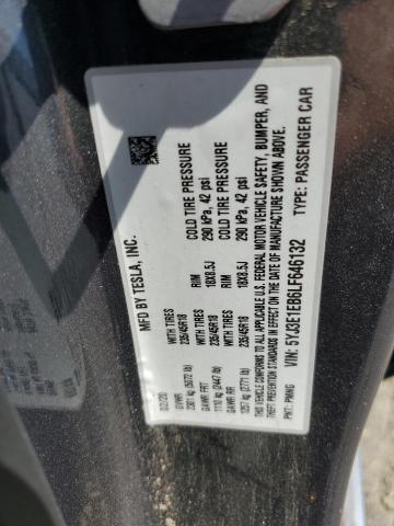 5YJ3E1EB6LF646132 - 2020 TESLA MODEL 3 Графитовый фото 12