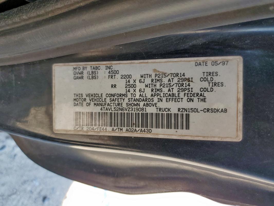 4TAVL52N6VZ319081 - 1997 TOYOTA TACOMA XTRACAB BLACK photo 12