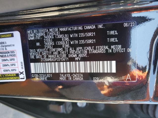 2T2BAMBA5PC015611 - 2023 LEXUS RX 350 BASE أسود صورة 13