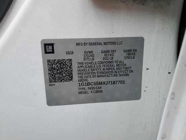 1G1BC5SMXJ7187701 - 2018 CHEVROLET CRUZE LS WHITE photo 12