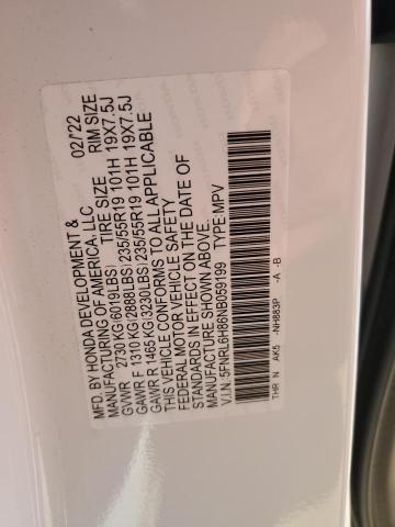 5FNRL6H86NB059199 - 2022 HONDA ODYSSEY TOURING Weiß Foto 14