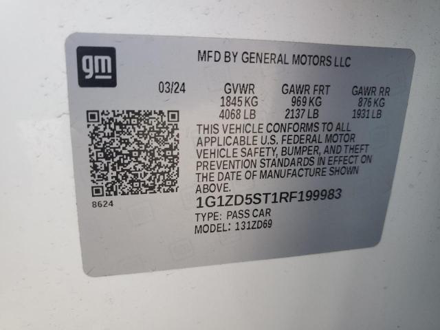 1G1ZD5ST1RF199983 - 2024 CHEVROLET MALIBU LT WHITE photo 12