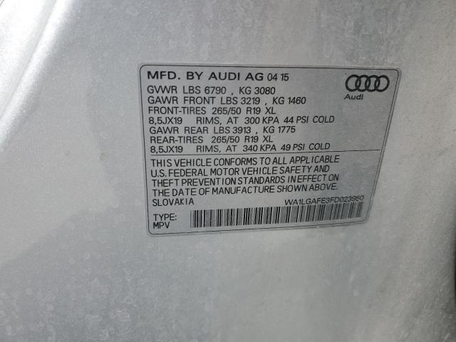 WA1LGAFE3FD023950 - 2015 AUDI Q7 PREMIUM PLUS 银色 照片 12