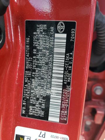 4T1BF1FK3CU582349 - 2012 TOYOTA CAMRY BASE RED photo 12