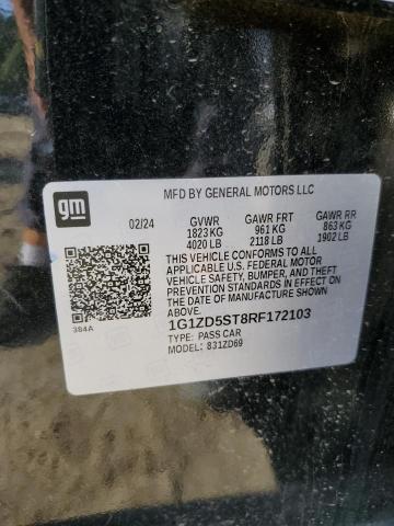 1G1ZD5ST8RF172103 - 2024 CHEVROLET MALIBU LT BLACK photo 12