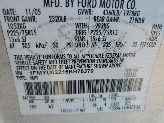 1FMYU02Z16KB78379 - 2006 FORD ESCAPE XLS SILVER photo 13