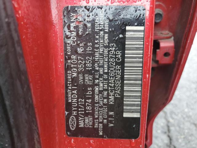 KMHCT4AE6DU287943 - 2013 HYUNDAI ACCENT GLS 红色 照片 12