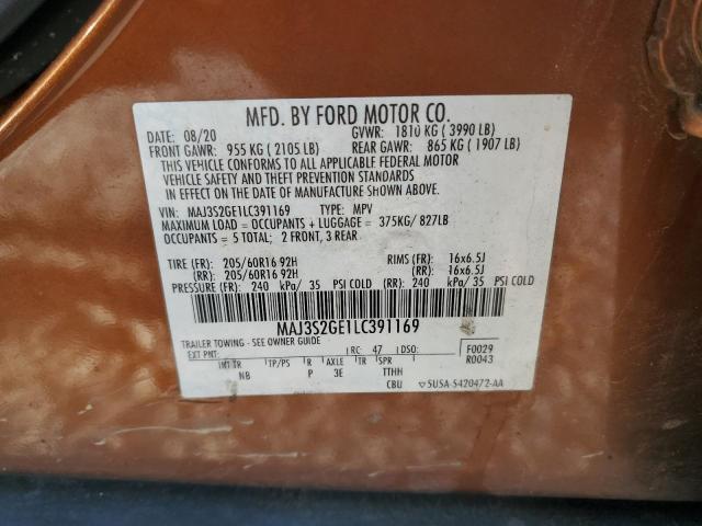 MAJ3S2GE1LC391169 - 2020 FORD ECOSPORT SE ყავისფერი ფოტო 13