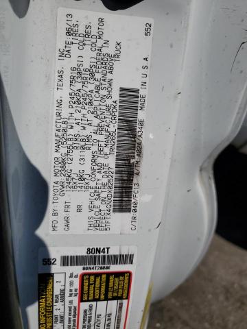 5TFTX4GNXDX025227 - 2013 TOYOTA TACOMA PRERUNNER ACCESS CAB WHITE photo 12