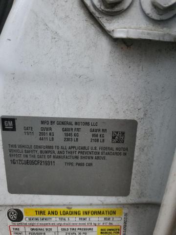 1G1ZC5E05CF219311 - 2012 CHEVROLET MALIBU 1LT 白色 照片 12