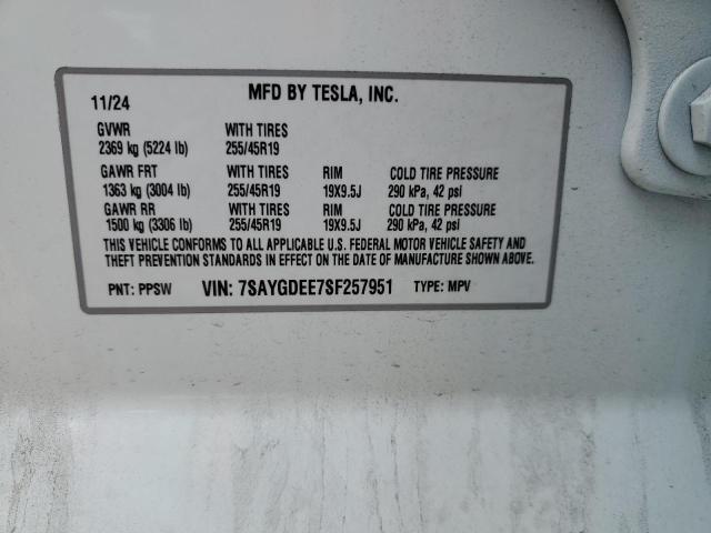 7SAYGDEE7SF257951 - 2025 TESLA MODEL Y Ağ foto 13
