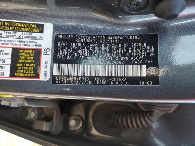 4T1BF1FK7CU024682 - 2012 TOYOTA CAMRY BASE GRAY photo 13