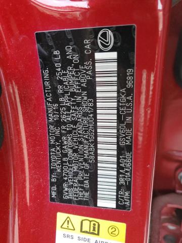 58ABK1GG2HU041783 - 2017 LEXUS ES 350 RED photo 12