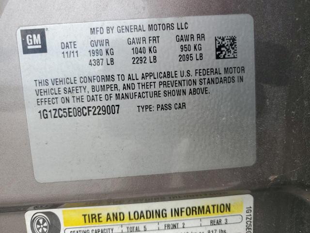 1G1ZC5E08CF229007 - 2012 CHEVROLET MALIBU 1LT თაფლისფერი ფოტო 12