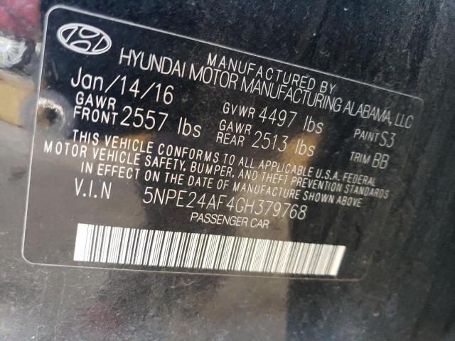 5NPE24AF4GH379768 - 2016 HYUNDAI SONATA SE BLACK photo 12