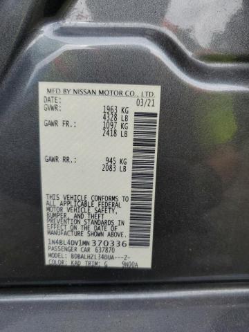 1N4BL4DV1MN370336 - 2021 NISSAN ALTIMA SV GRAY photo 13