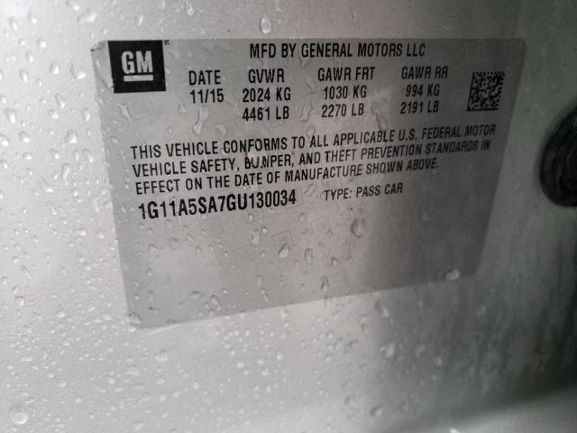 1G11A5SA7GU130034 - 2016 CHEVROLET MALIBU LIM LS ვერცხლისფერი ფოტო 13