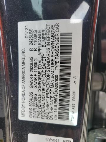 19UUB6F48MA007630 - 2021 ACURA TLX TECHNOLOGY BLACK photo 12