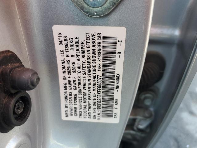 19XFB2F8XFE065077 - 2015 HONDA CIVIC EX SILVER photo 12
