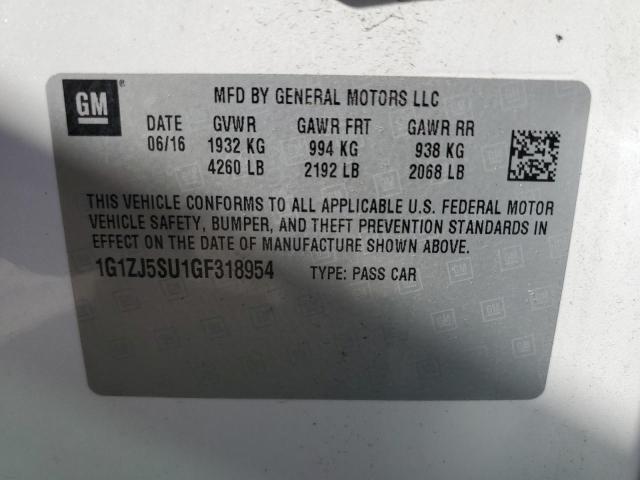 1G1ZJ5SU1GF318954 - 2016 CHEVROLET MALIBU HYBRID WHITE photo 12