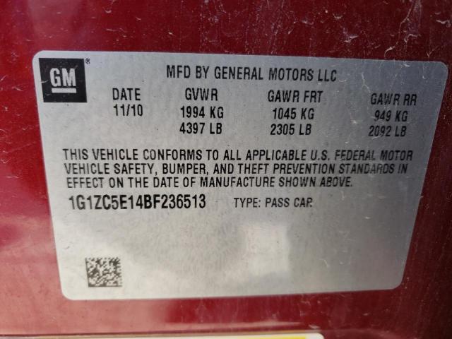 1G1ZC5E14BF236513 - 2011 CHEVROLET MALIBU 1LT Қызыл фото 12