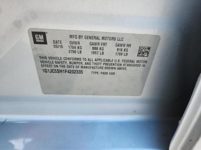 1G1JC5SH1F4202335 - 2015 CHEVROLET SONIC LT 银色 照片 12