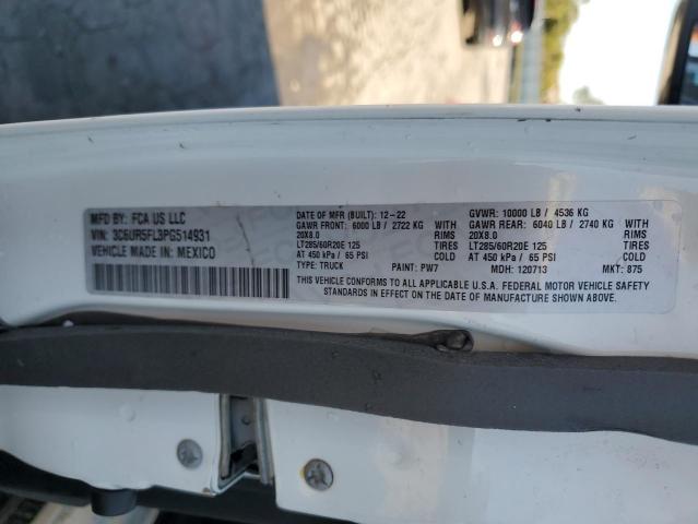 3C6UR5FL3PG514931 - 2023 RAM 2500 LARAMIE თეთრი ფოტო 12