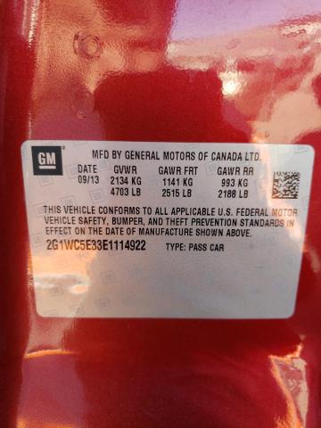 2G1WC5E33E1114922 - 2014 CHEVROLET IMPALA LIM LTZ RED photo 12