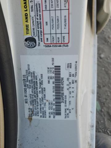 3FAHP08199R149294 - 2009 FORD FUSION SEL WHITE photo 12