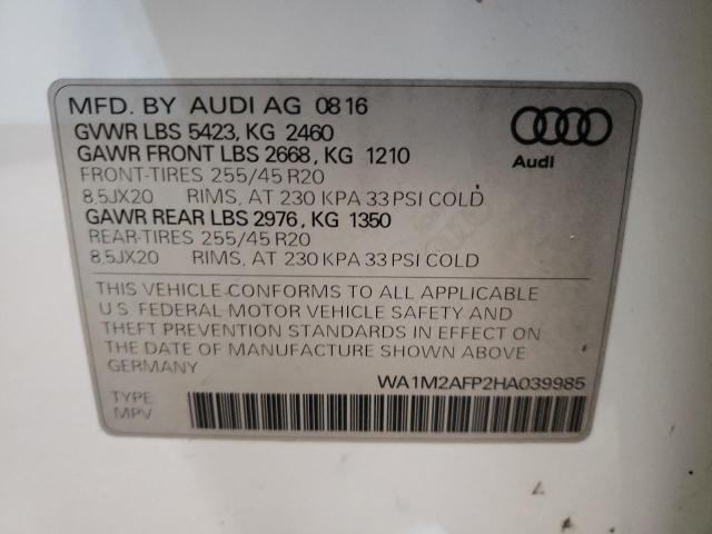 WA1M2AFP2HA039985 - 2017 AUDI Q5 PREMIUM PLUS WHITE photo 13