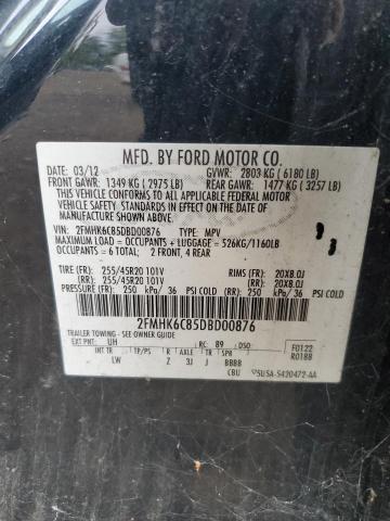 2FMHK6C85DBD00876 - 2013 FORD FLEX SEL BLACK photo 12