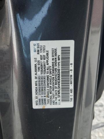 5FNRL5H49CB068340 - 2012 HONDA ODYSSEY EX GRAY photo 12