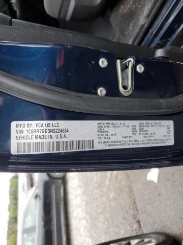 1C6RR7GG3NS224634 - 2022 RAM 1500 CLASS SLT ლურჯი ფოტო 12