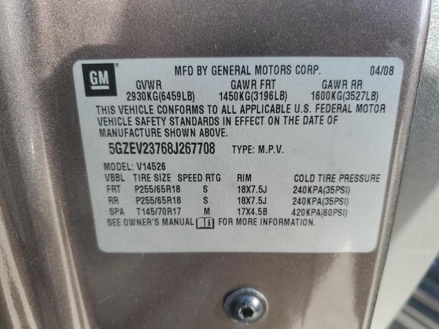 5GZEV23768J267708 - 2008 SATURN OUTLOOK XR BROWN photo 13