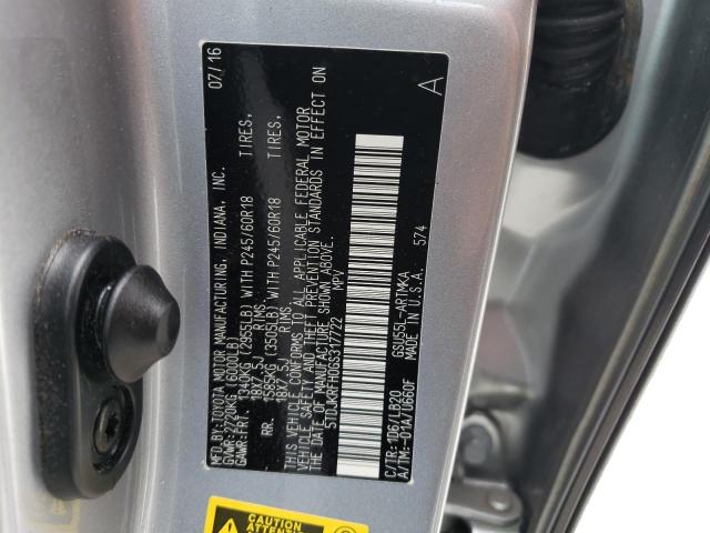 5TDJKRFH0GS317722 - 2016 TOYOTA HIGHLANDER XLE Boz foto 13