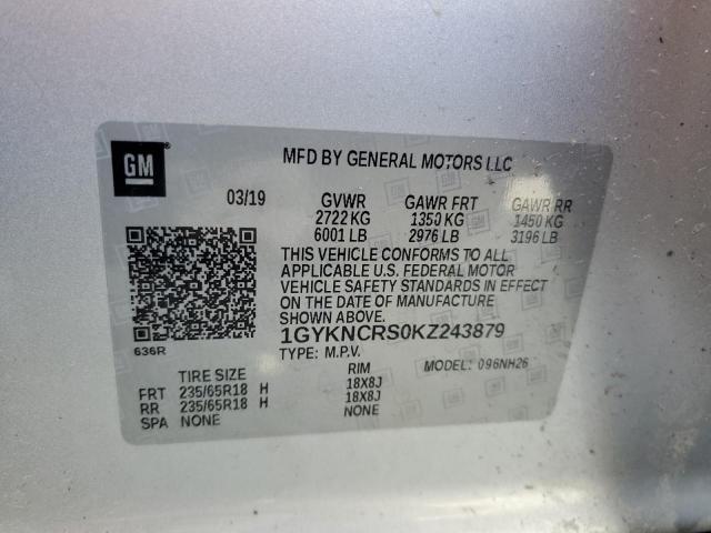 1GYKNCRS0KZ243879 - 2019 CADILLAC XT5 LUXURY Gümüş foto 14