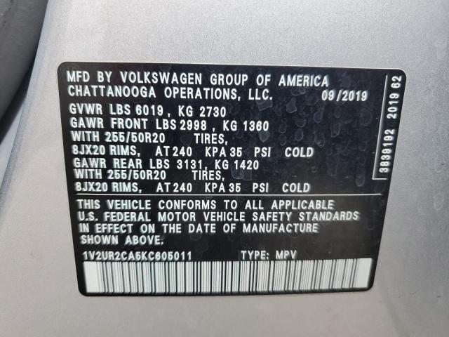 1V2UR2CA5KC605011 - 2019 VOLKSWAGEN ATLAS SE SILVER photo 13