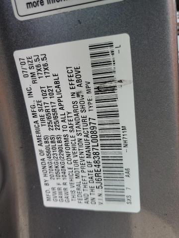 5J6RE48387L008977 - 2007 HONDA CR-V LX SILVER photo 13