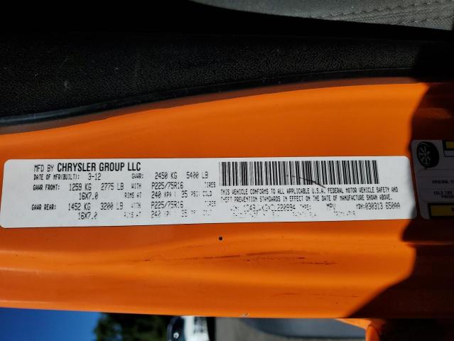 1C4BJWKGXCL220994 - 2012 JEEP WRANGLER U SPORT Оранжевый фото 12