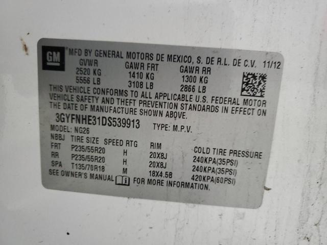 3GYFNHE31DS539913 - 2013 CADILLAC SRX PERFORMANCE COLLECTION WHITE photo 13