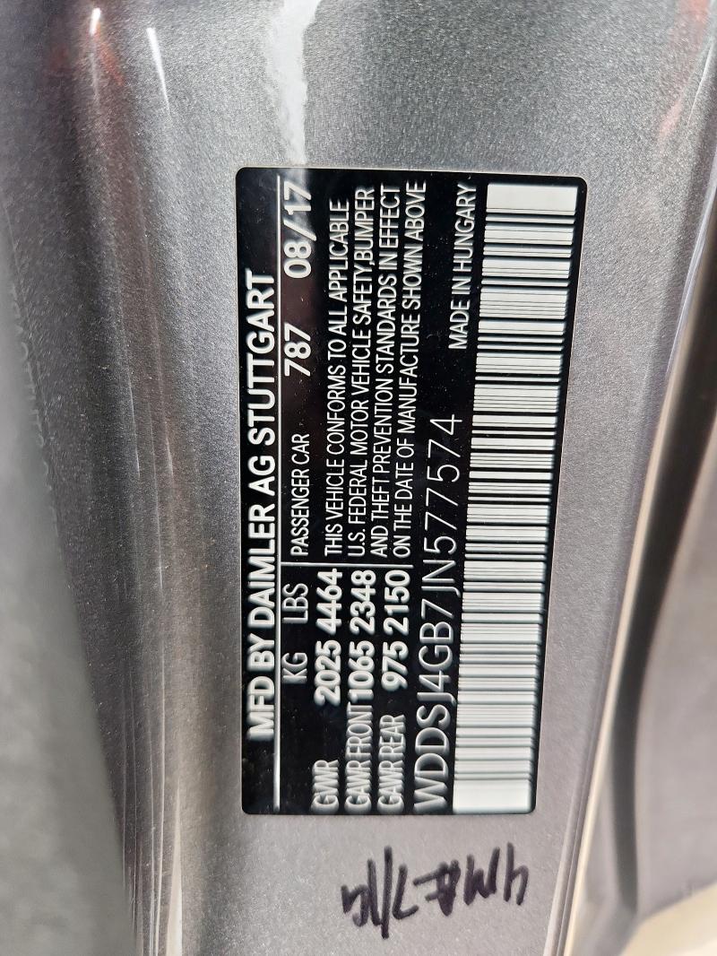 WDDSJ4GB7JN577574 - 2018 MERCEDES-BENZ CLA 250 4MATIC GRAY photo 12