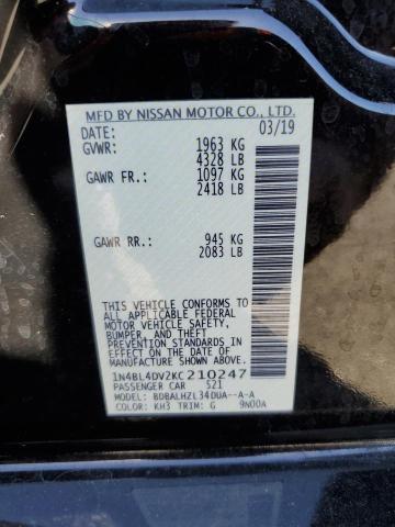 1N4BL4DV2KC210247 - 2019 NISSAN ALTIMA SV BLACK photo 13