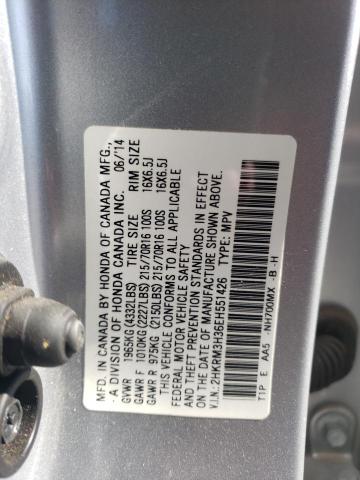 2HKRM3H36EH551426 - 2014 HONDA CR-V LX SILVER photo 12