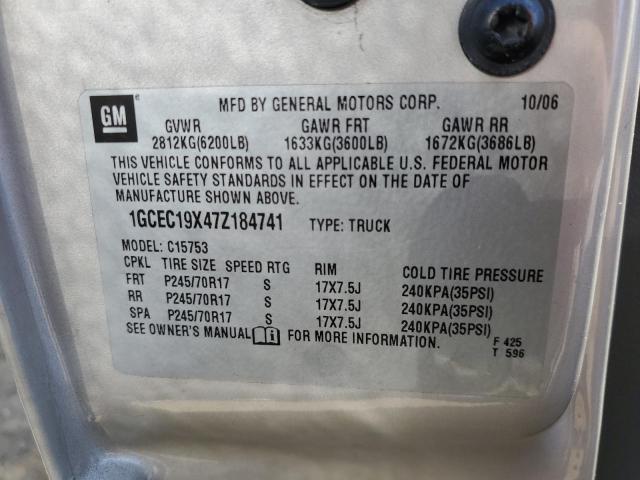 1GCEC19X47Z184741 - 2007 CHEVROLET SILVERADO C1500 CLASSIC GRAY photo 12