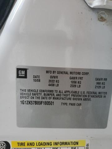 1G1ZK57B89F180501 - 2009 CHEVROLET MALIBU LTZ WHITE photo 12