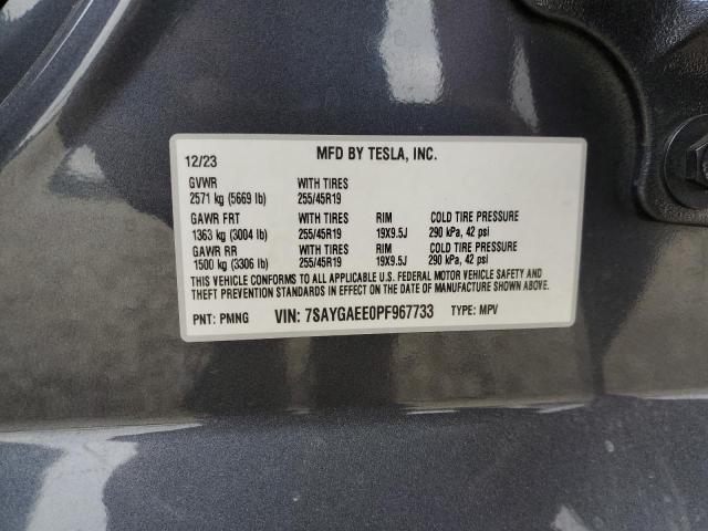 7SAYGAEE0PF967733 - 2023 TESLA MODEL Y CHARCOAL photo 13