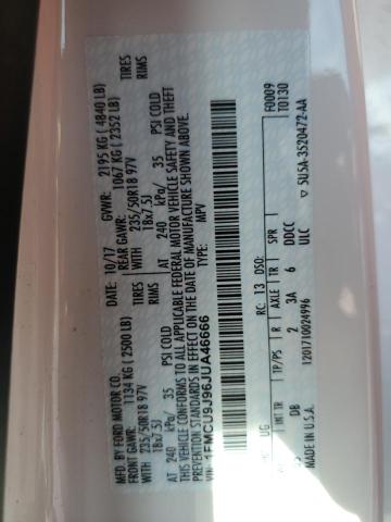 1FMCU9J96JUA46666 - 2018 FORD ESCAPE TITANIUM Ağ foto 13