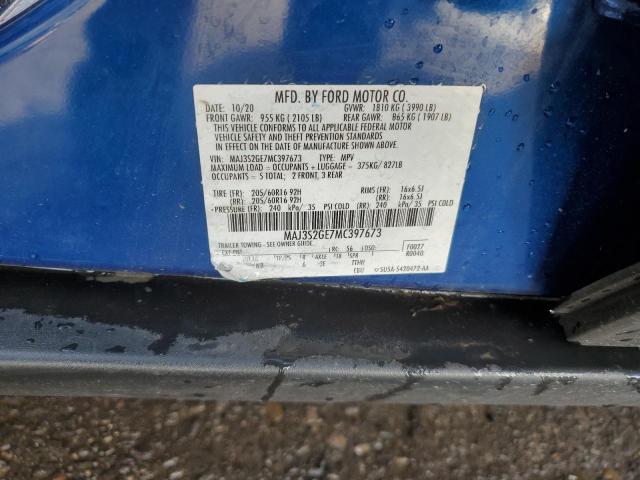 MAJ3S2GE7MC397673 - 2021 FORD ECOSPORT SE BLUE photo 13