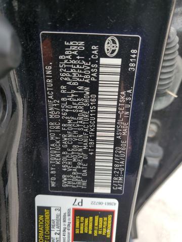 4T1BF1FK5CU115160 - 2012 TOYOTA CAMRY BASE BLACK photo 12